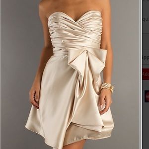 abs gold mini corset dress with side bow